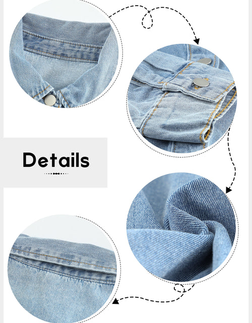 Load image into Gallery viewer, Denim Jacket for Women Long Sleeve Boyfriend Jean Jacket Loose Coat Sky Blue S Female
