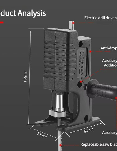 Load image into Gallery viewer, Portable Reciprocating Saw Adapter Electric Drill Modified Electric Jigsaw Curve Saw Power Tool for Wood PVC Steel Pipe Cutting
