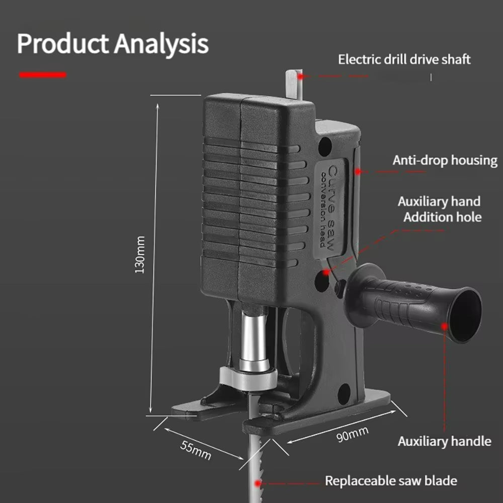 Portable Reciprocating Saw Adapter Electric Drill Modified Electric Jigsaw Curve Saw Power Tool for Wood PVC Steel Pipe Cutting