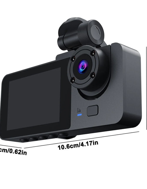 Load image into Gallery viewer, Dash Cam for Car, 1080P 3 Channel Front &amp; Rear inside Dash Camera, Super Night Vision, Parking Monitor, Loop Recording, with 32GB SD Card
