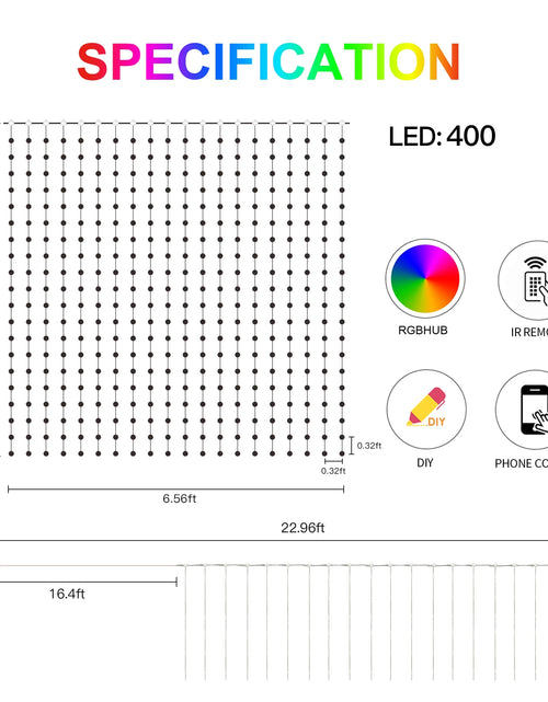 Load image into Gallery viewer, Christmas Curtain Lights, Smart Lights LED, 6.6 X 6.6Ft, 400 RGBIC Leds，Color Changing Window Lights, Dynamic DIY Curtain String Lights for Bedroom Wall, Outdoor IP65 Waterproof
