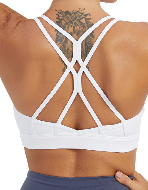 Load image into Gallery viewer, Women&#39;S Sports Bra, Crisscross Back Padded Strappy Sports Bra Medium Support Yoga Bra with Removable Cups
