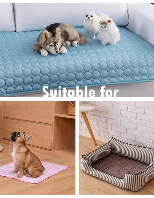 Load image into Gallery viewer, Dog Mat Cooling Summer Pad Mat for Dogs Cat Blanket Sofa Breathable Pet Dog Bed Summer Washable for Small Medium Large Dogs Car
