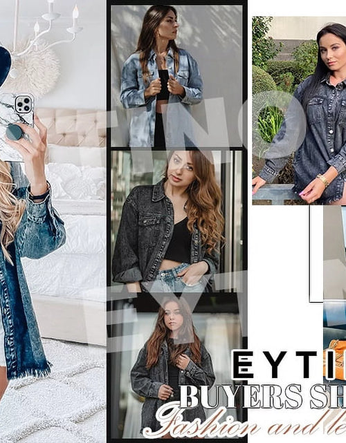 Load image into Gallery viewer, Denim Jacket for Women Long Sleeve Boyfriend Jean Jacket Loose Coat Sky Blue S Female
