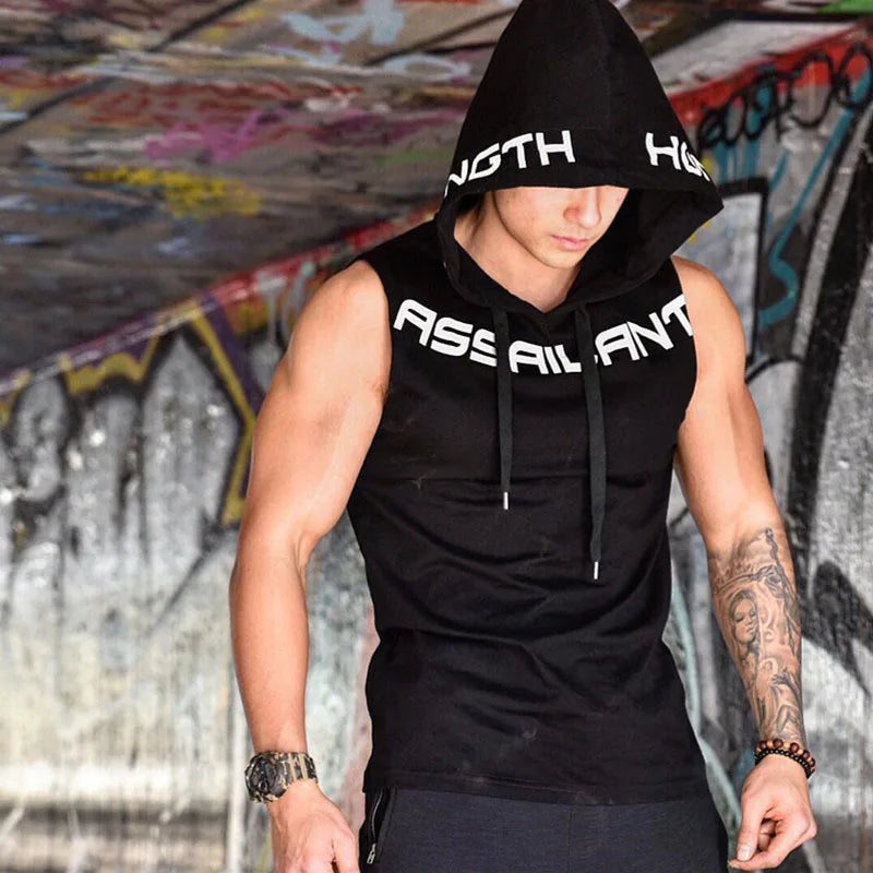 HETUAF 2019 Mens Cotton Hoodie Fitness Clothes Bodybuilding Tank Top Men Trend Tees Shirt Casual Vest