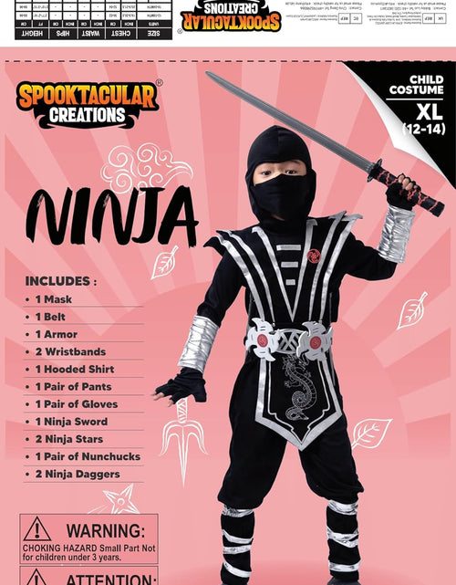 Load image into Gallery viewer, Silver Ninja Deluxe Costume Set with Ninja Foam Accessories Toys for Kids Kung Fu Outfit Halloween Ideas
