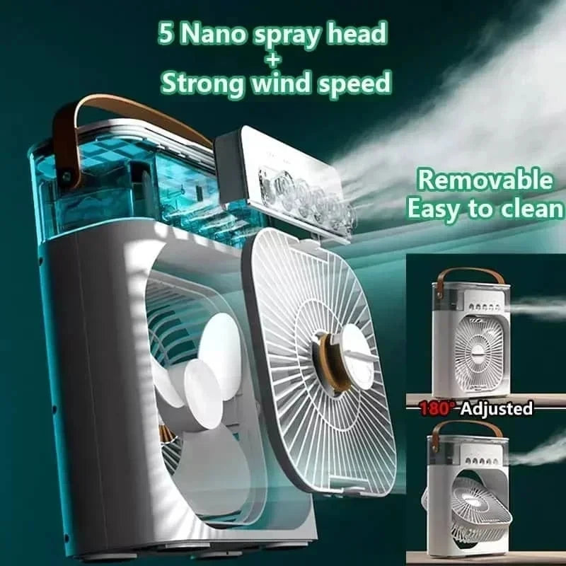 Portable Humidifier Fan Air Conditioner Household Small Air Cooler Hydrocooling Portable Air Adjustment for Office 3 Speed Fan