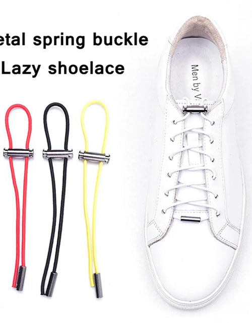 Load image into Gallery viewer, 1Pair Elastic Buckle Shoelaces No Tie Shoelaces Metal Lock Button Shoelace Kids Adult Quick Lazy Sneakers Shoes Lace Shoestrings
