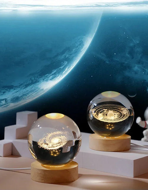 Load image into Gallery viewer, Unique 3D Crystal Ball Lamp with Galaxy and Planetary Projections USB Night Light for Cozy Atmosphere Plasma Ball
