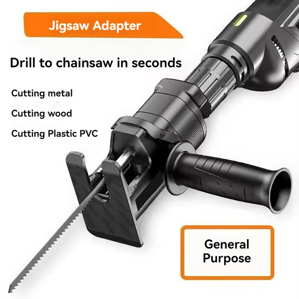 Portable Reciprocating Saw Adapter Electric Drill Modified Electric Jigsaw Curve Saw Power Tool for Wood PVC Steel Pipe Cutting