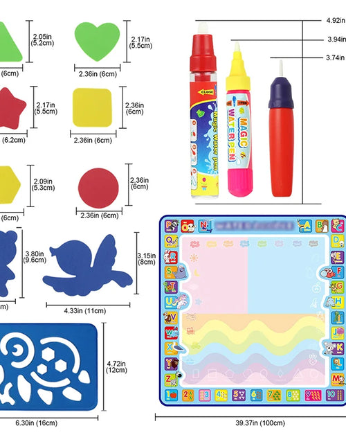 Load image into Gallery viewer, Magic Water Drawing Mat Coloring Doodle Mat with Magic Pens Montessori Toys Painting Board Educational Toys for Kids
