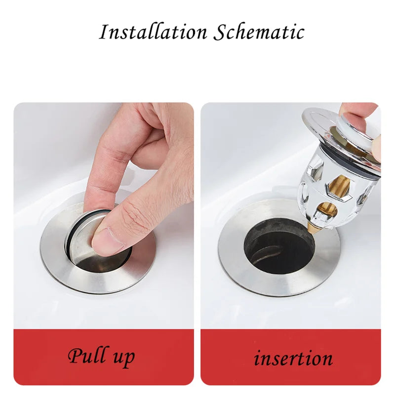 Sink Plug Bathroom Pop up Sink Stopper Universal Pop up Drain Plug Washbasin Sink Stopper Filter Bathtub Basin Cover Strainer