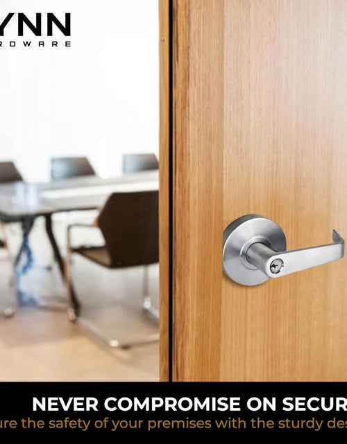 Load image into Gallery viewer, Commercial Door Lever Lock - Heavy-Duty Locking Door Handle, Designer Door Handles, Cylindrical Lever Lock, Non-Handed Grade 2 Door Handle, Satin Chrome, Passage/Closet
