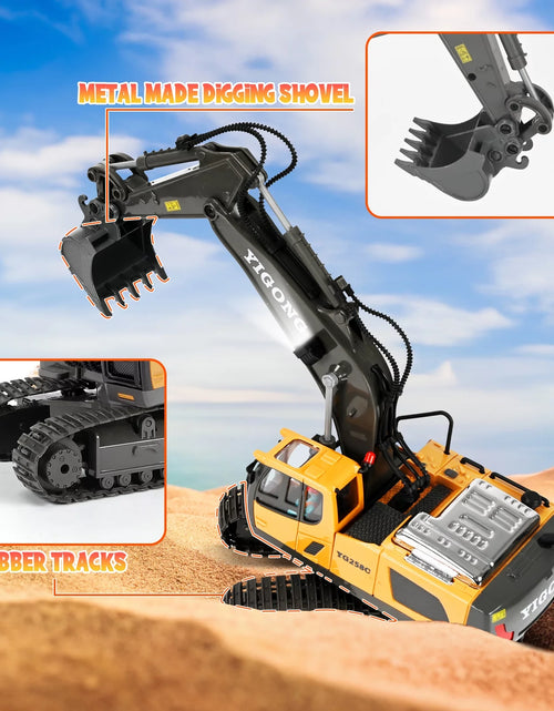 Load image into Gallery viewer, Remote Control Excavator,Rc Excavator Toys,11 Channel Rechargeable Construction Vehicle Toys with Lights Sounds,Gifts for Kids 6-12 Years Old
