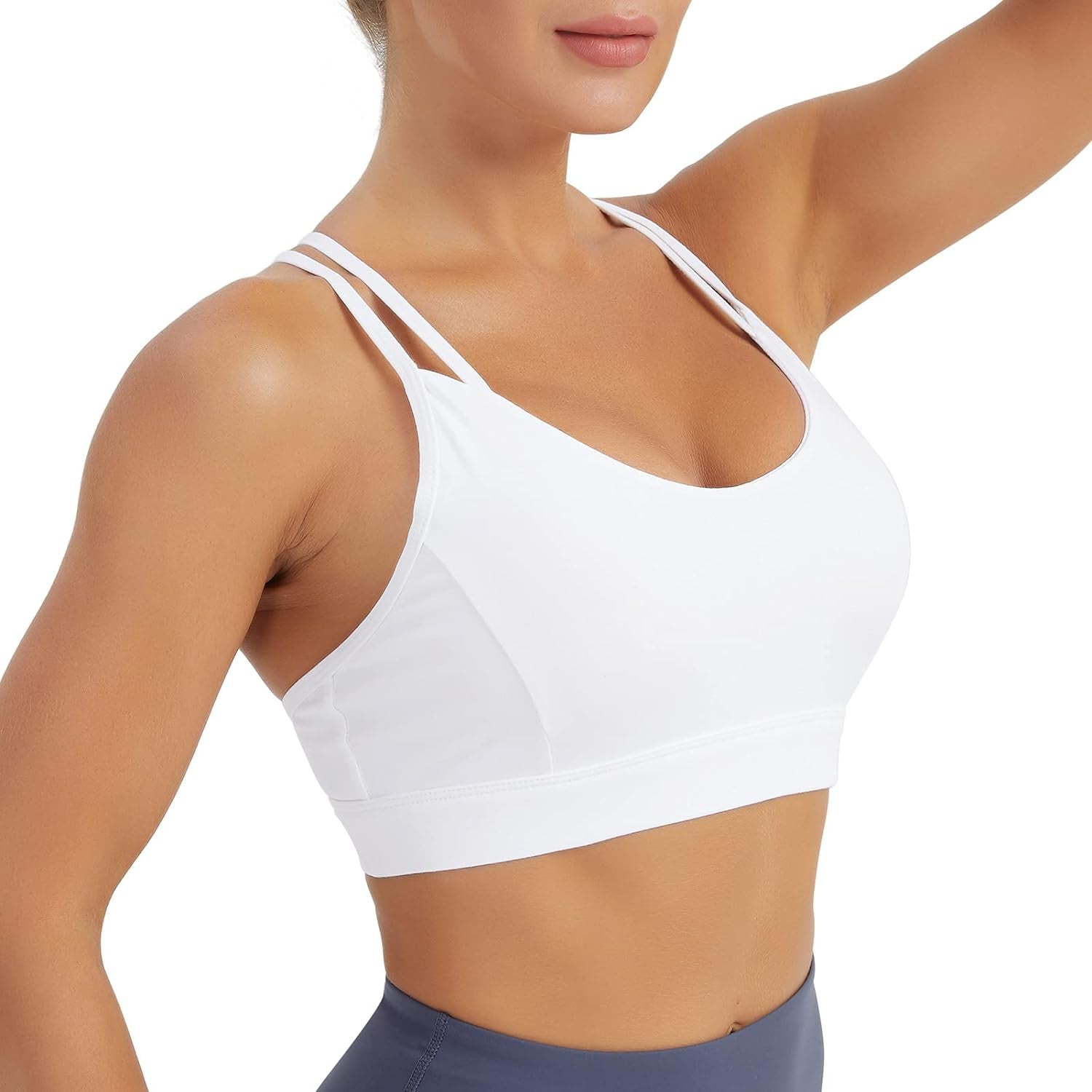 Women'S Sports Bra, Crisscross Back Padded Strappy Sports Bra Medium Support Yoga Bra with Removable Cups