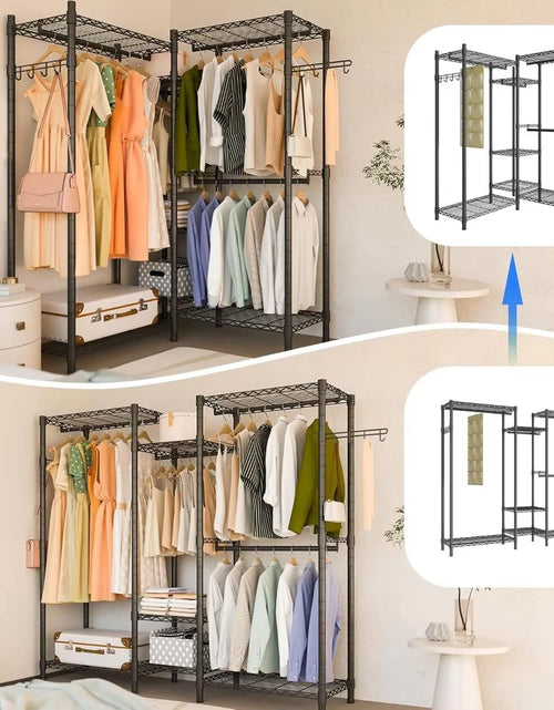 Load image into Gallery viewer, Heavy Duty Garment Rack, Portable Wardrobe Clothes Rack Freestanding Adjustable Clothing Rack with 7 Tiers
