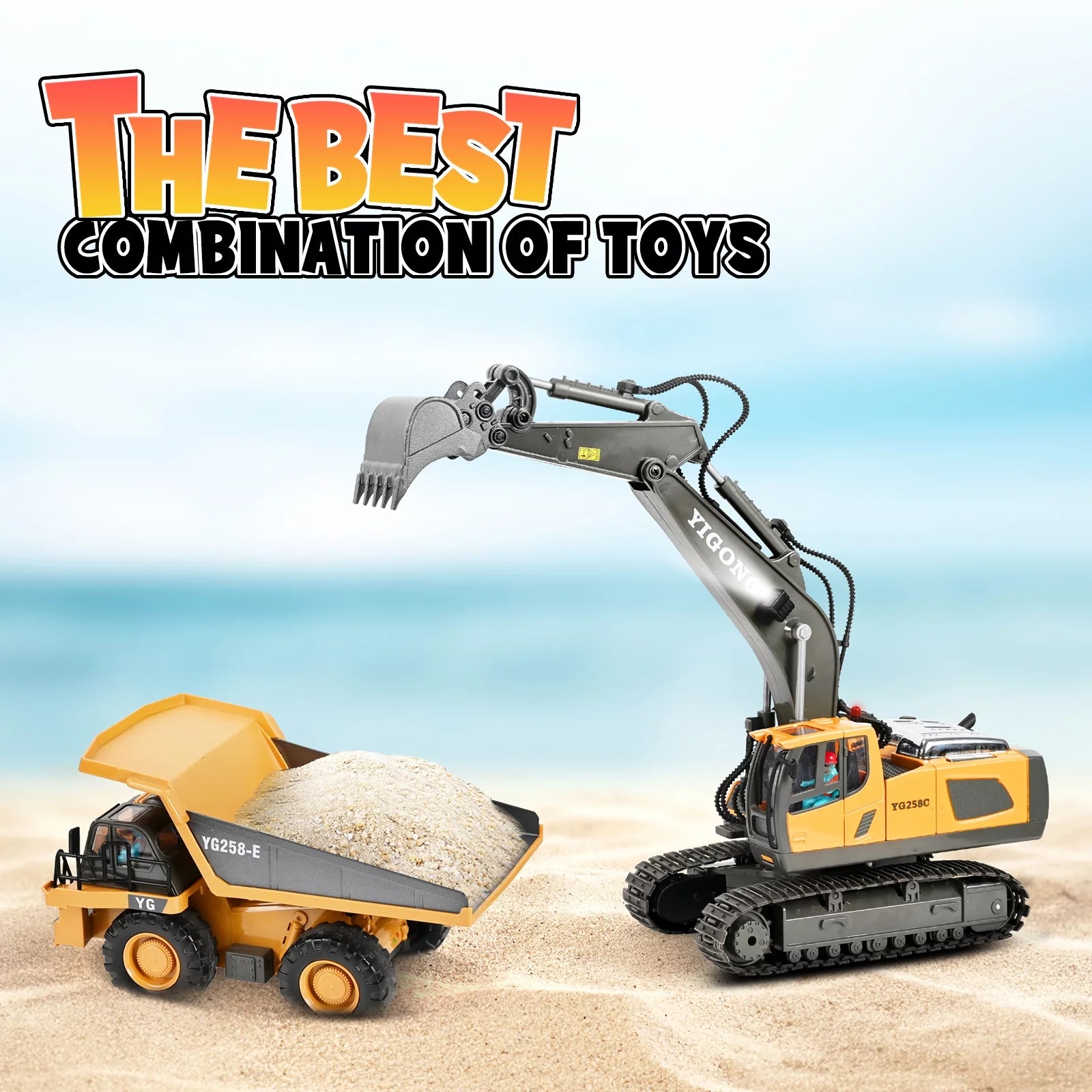 Remote Control Excavator,Rc Excavator Toys,11 Channel Rechargeable Construction Vehicle Toys with Lights Sounds,Gifts for Kids 6-12 Years Old