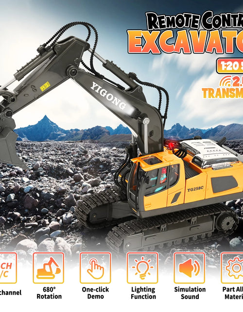 Load image into Gallery viewer, Remote Control Excavator,Rc Excavator Toys,11 Channel Rechargeable Construction Vehicle Toys with Lights Sounds,Gifts for Kids 6-12 Years Old
