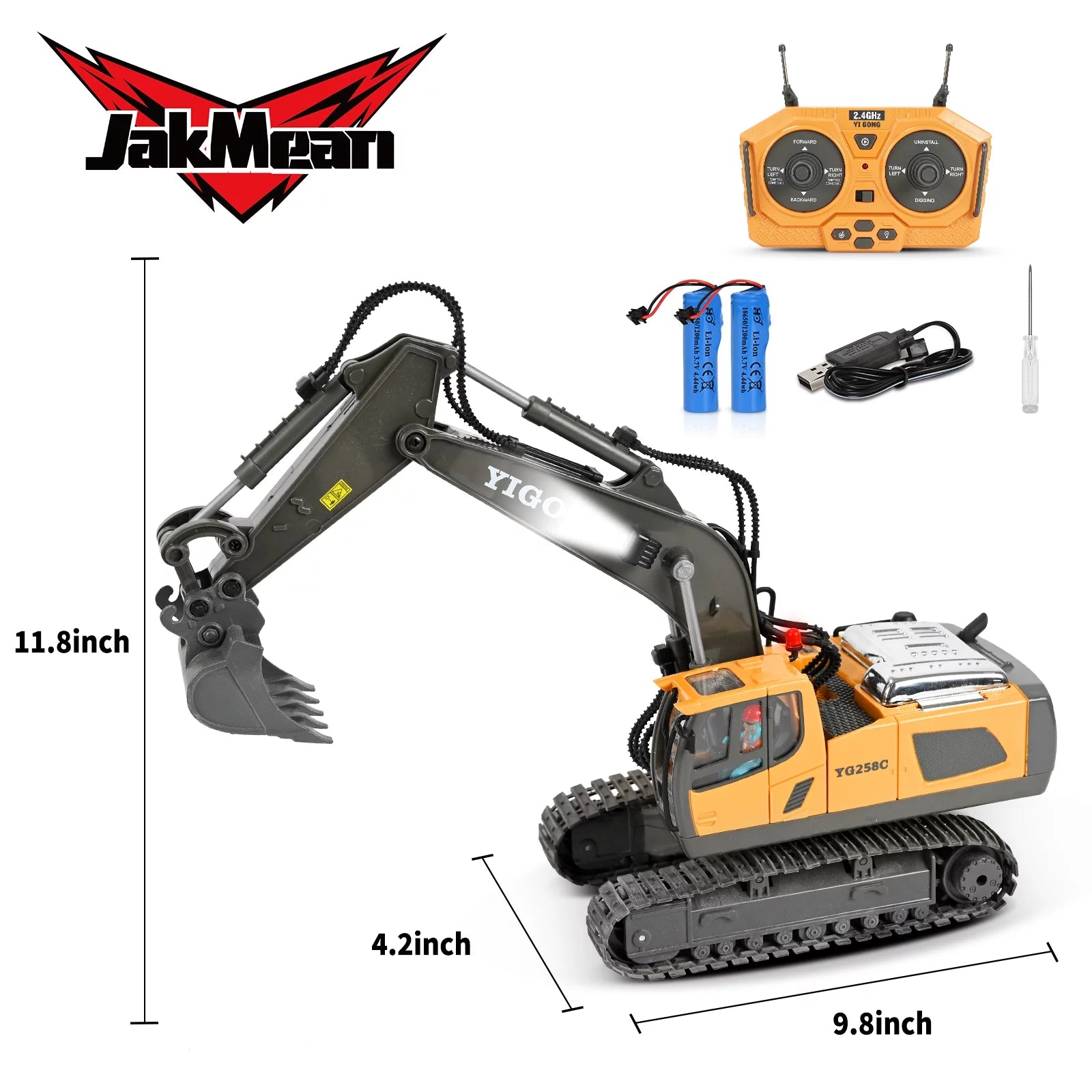 Remote Control Excavator,Rc Excavator Toys,11 Channel Rechargeable Construction Vehicle Toys with Lights Sounds,Gifts for Kids 6-12 Years Old