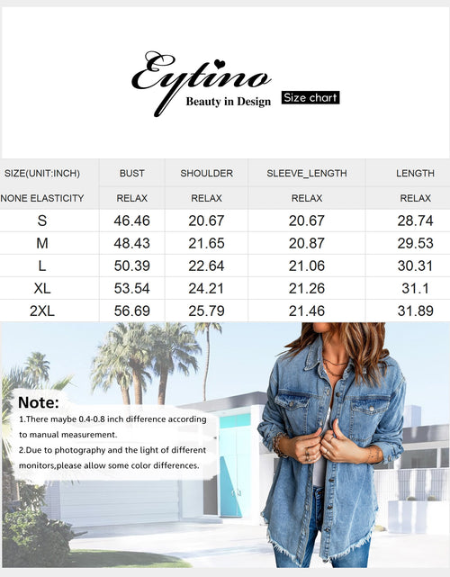 Load image into Gallery viewer, Denim Jacket for Women Long Sleeve Boyfriend Jean Jacket Loose Coat Sky Blue S Female
