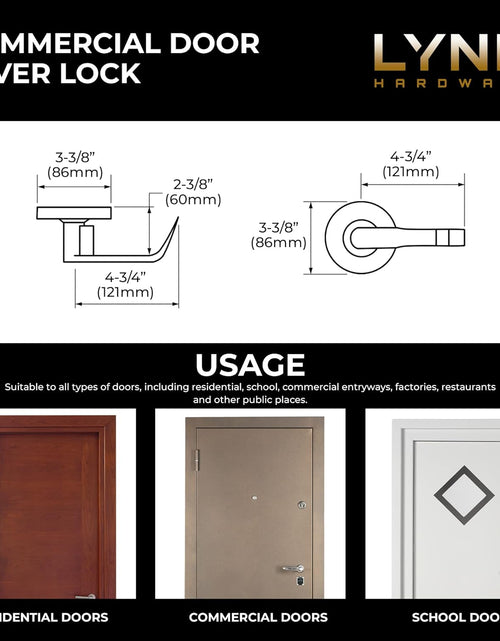 Load image into Gallery viewer, Commercial Door Lever Lock - Heavy-Duty Locking Door Handle, Designer Door Handles, Cylindrical Lever Lock, Non-Handed Grade 2 Door Handle, Satin Chrome, Passage/Closet
