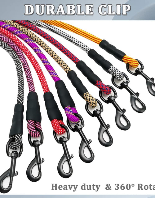 Load image into Gallery viewer, Heavy Duty Rope Dog Leash, 3/4/5/6/7/8/10/12/15 FT Nylon Pet Leash, Soft Padded Handle Thick Lead Leash for Large Medium Dogs Small Puppy
