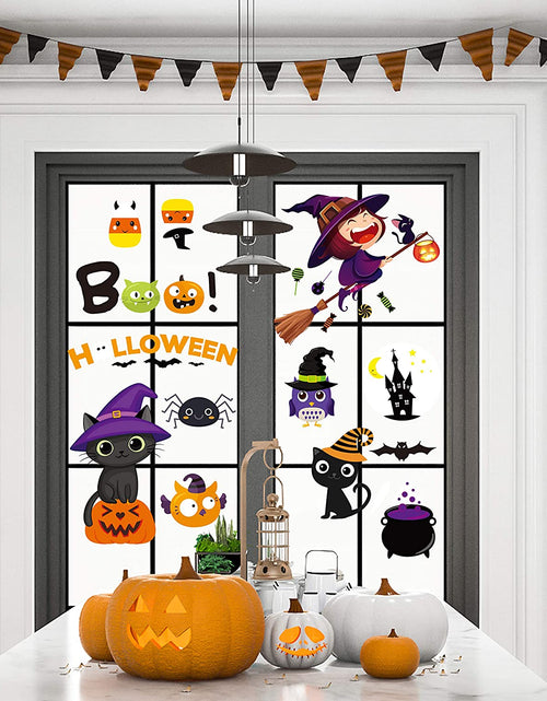 Load image into Gallery viewer, Halloween Window Clings, Halloween Window Decorations Halloween Window Stickers Decals Cute Pumpkin Ghost Halloween Window Decor for Halloween Party Supplies
