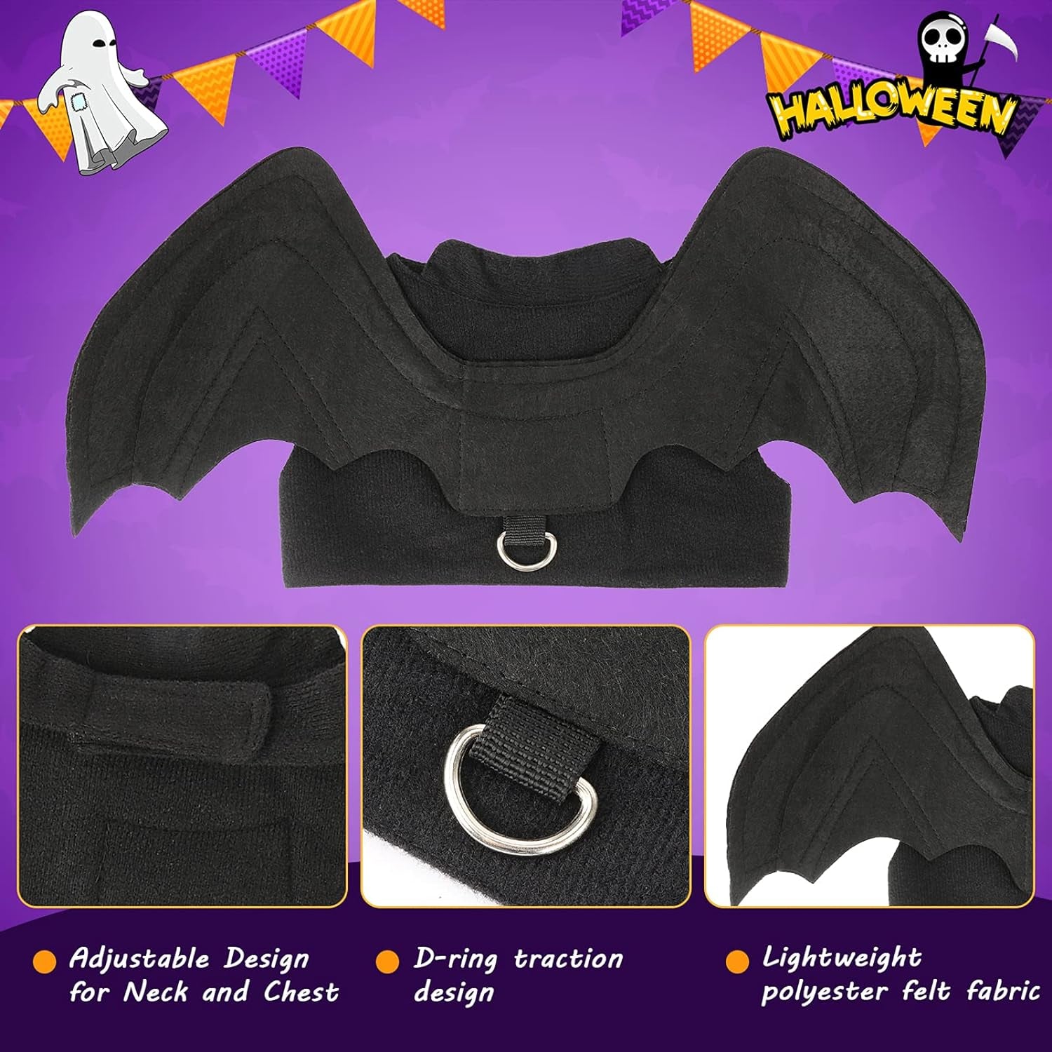 Cat Halloween Costume - Halloween Bat Wings Pet Costumes for Small Dogs Cats Halloween Party Small