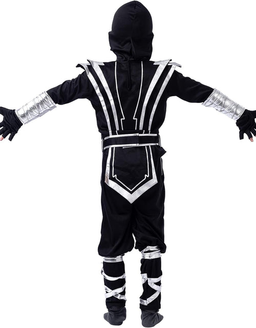 Load image into Gallery viewer, Silver Ninja Deluxe Costume Set with Ninja Foam Accessories Toys for Kids Kung Fu Outfit Halloween Ideas
