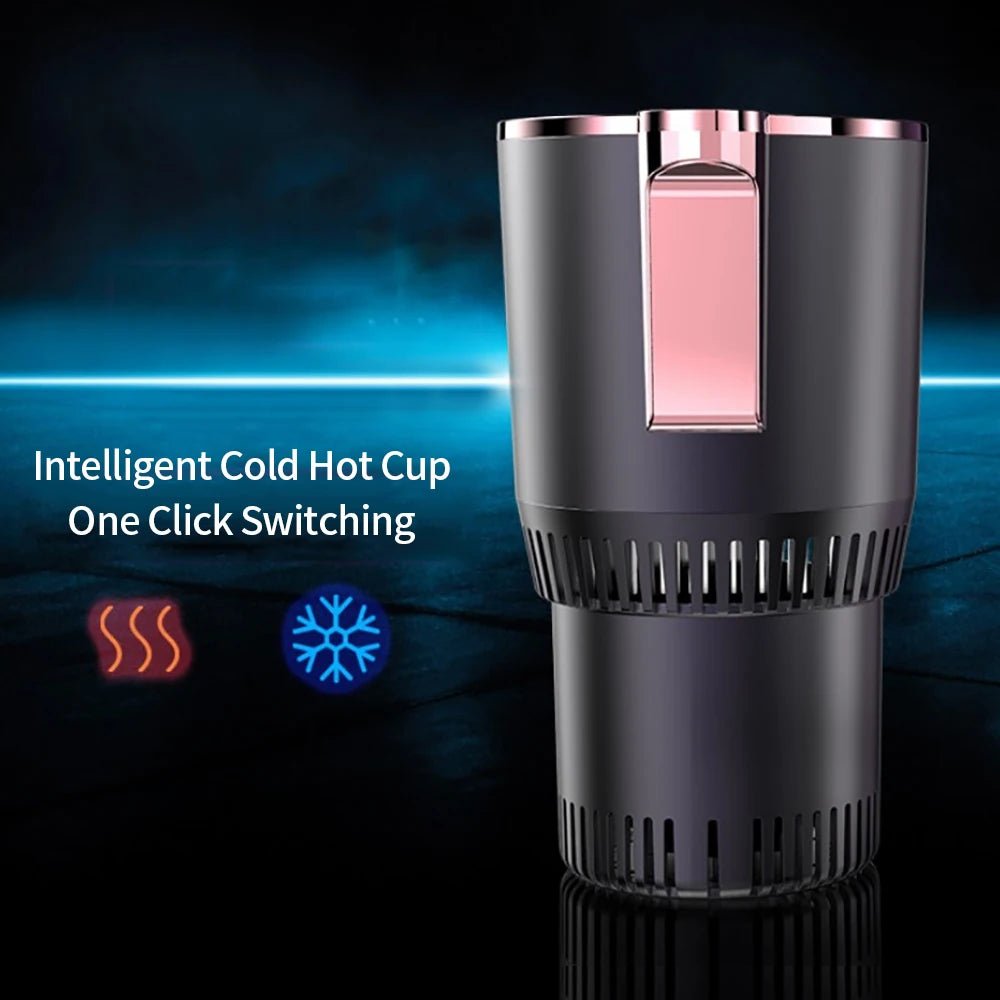 Smart Car 2-In-1 Hot and Cold Cup Drinks Holder Home Fast Refrigeration Cooling/Heating Mini Touch Screen Beverage Mug Drink Can