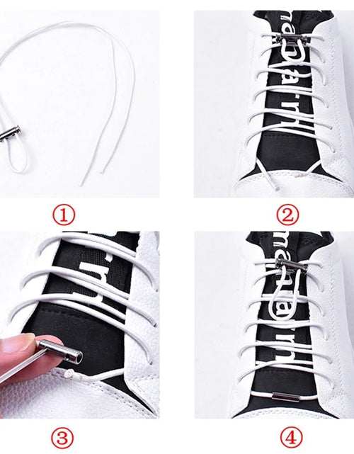 Load image into Gallery viewer, 1Pair Elastic Buckle Shoelaces No Tie Shoelaces Metal Lock Button Shoelace Kids Adult Quick Lazy Sneakers Shoes Lace Shoestrings
