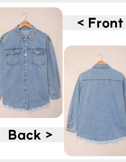 Load image into Gallery viewer, Denim Jacket for Women Long Sleeve Boyfriend Jean Jacket Loose Coat Sky Blue S Female
