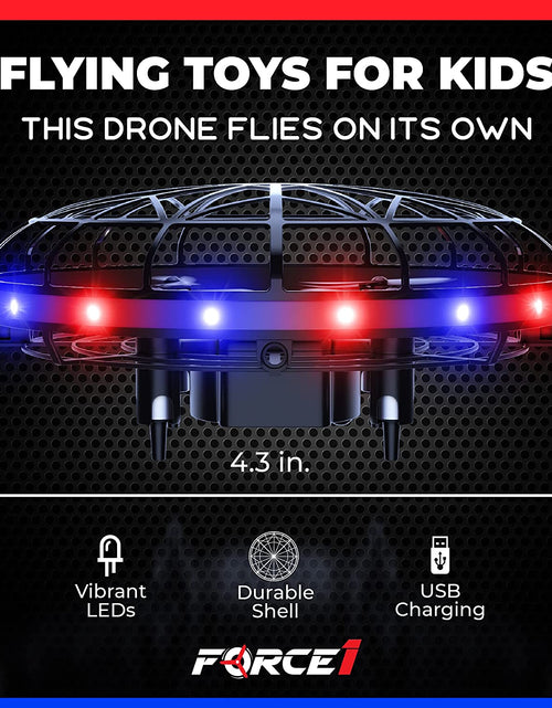 Load image into Gallery viewer, Scoot LED Hand Operated Drone for Kids or Adults - Hands Free Motion Sensor Mini Drone, Easy Indoor Small UFO Toy Flying Ball Drone Toy for Boys and Girls (Red/Blue)
